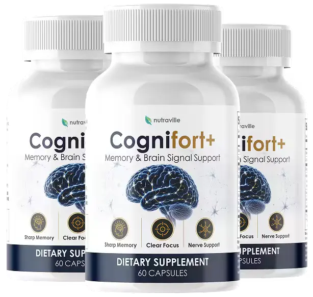 CogniFort Plus nootropic capsules 3-bottle pack for memory support after 50