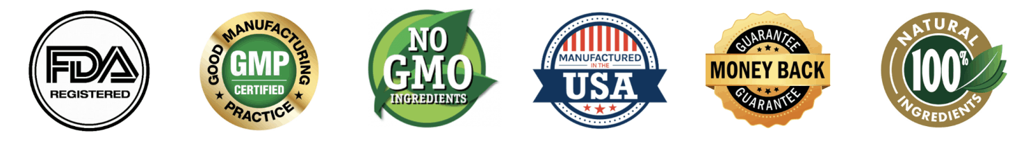 CogniFort Plus quality seals — FDA-registered facility, GMP-certified, non-GMO, third-party tested
